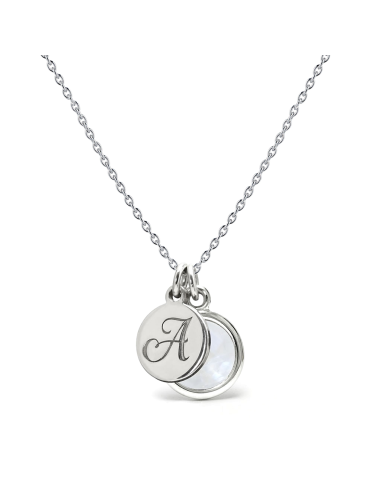 Aura - Srebrny naszyjnik personalizowany z kamieniem księżycowym