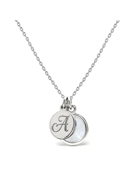 Aura - Srebrny naszyjnik personalizowany z kamieniem księżycowym