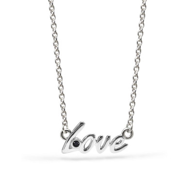 Love - Srebrny naszyjnik "miłość" z onyksem