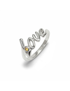 Love - Srebrny pierścionek "miłość" z cytryn