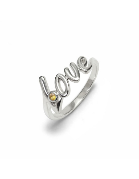 Love - Srebrny pierścionek "miłość" z cytryn