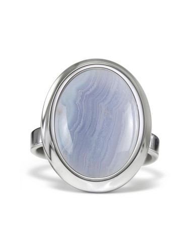 Stone - Srebrny pierścionek z agatem koronkowym