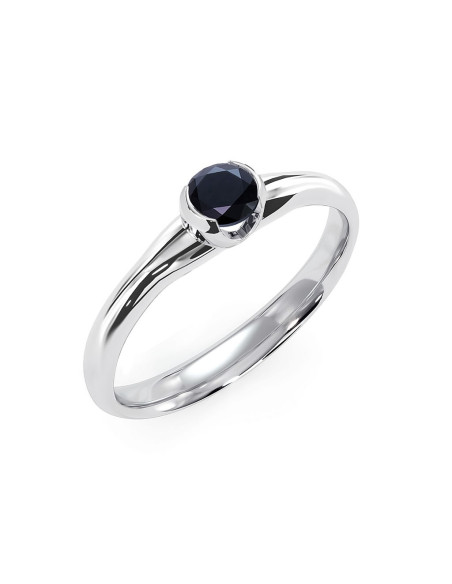 Sydney - Srebrny pierścionek z czarnym szafirem