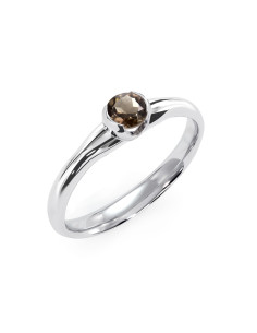 Sydney - Srebrny pierścionek z kwarcem dymnym