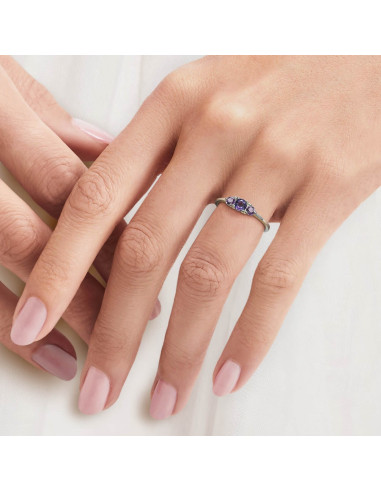 Cocktail - Srebrny pierścionek z ametystem