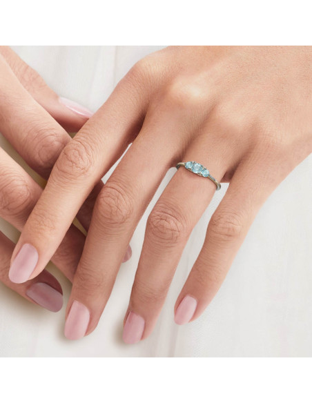 Cocktail - Srebrny pierścionek z niebieskim topazem