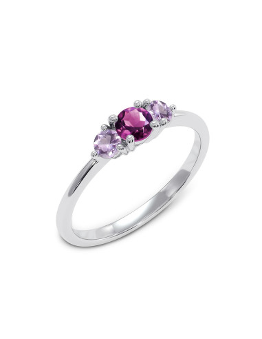Cocktail - Srebrny pierścionek z rodolitem i ametystem