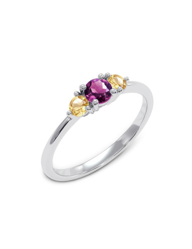 Cocktail - Srebrny pierścionek z rodolitem i cytrynem