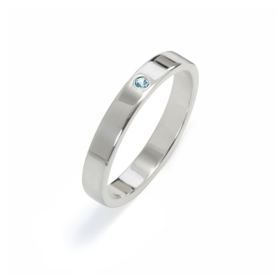 Simple  - Obrączka z topazem niebieskim