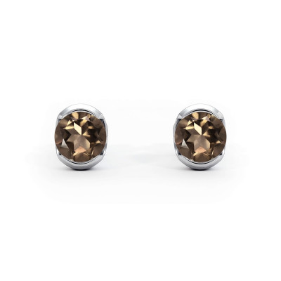 Sydney - Srebrne kolczyki z kwarcem dymnym