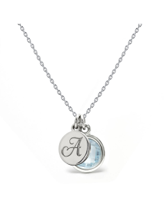 Aura - Srebrny naszyjnik personalizowany z niebieskim topazem