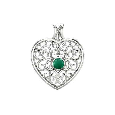 Love - Srebrna zawieszka z zielonym onyksem