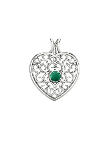 Love - Srebrna zawieszka z zielonym onyksem