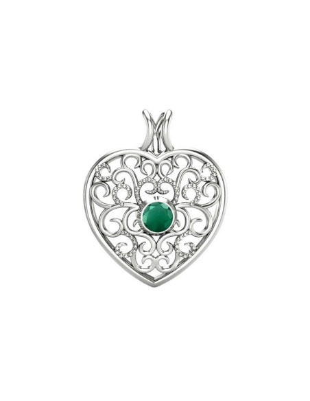 Love - Srebrna zawieszka z zielonym onyksem