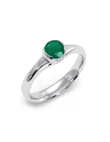 Sydney - Srebrny pierścionek z zielonym onyksem