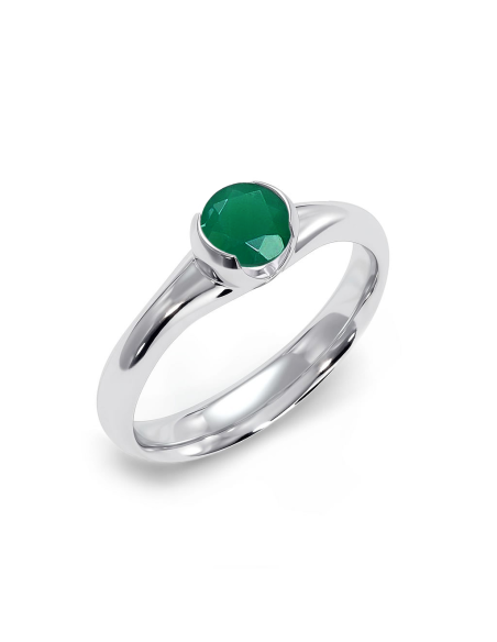 Sydney - Srebrny pierścionek z zielonym onyksem