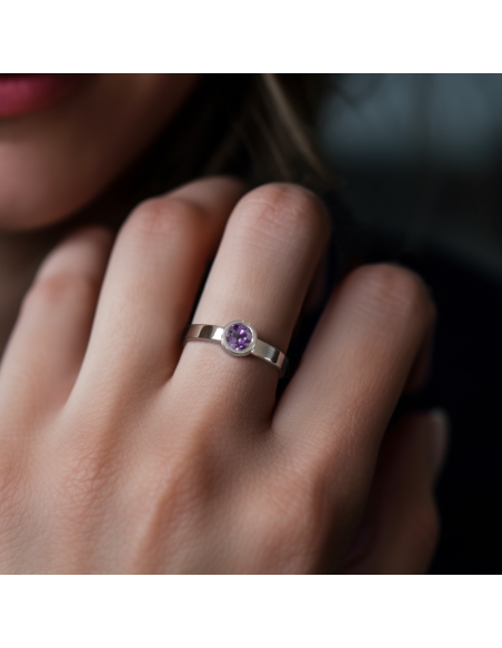 Stack me - Srebrny pierścionek z ametystem