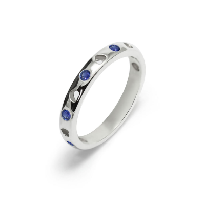 Love - Obrączka srebrna z szafirem