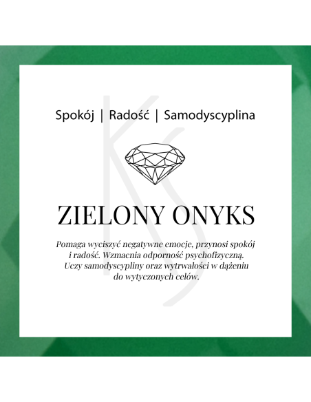 Aura - Bransoletka srebrna XL z zielonym onyksem