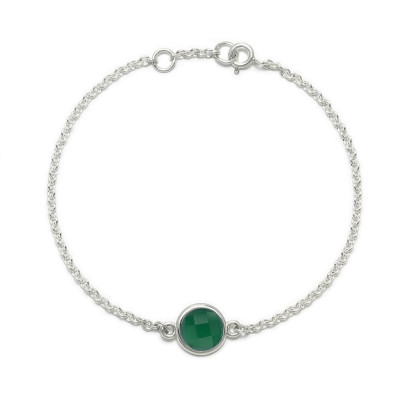 Aura - Bransoletka srebrna z zielonym onyksem