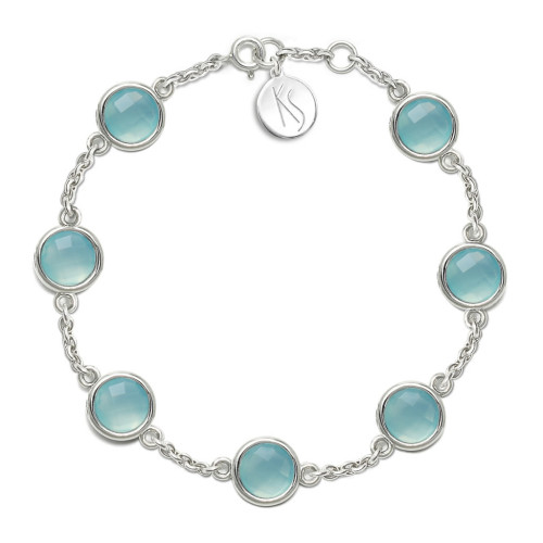 Aura - Bransoletka srebrna XL z chalcedonem