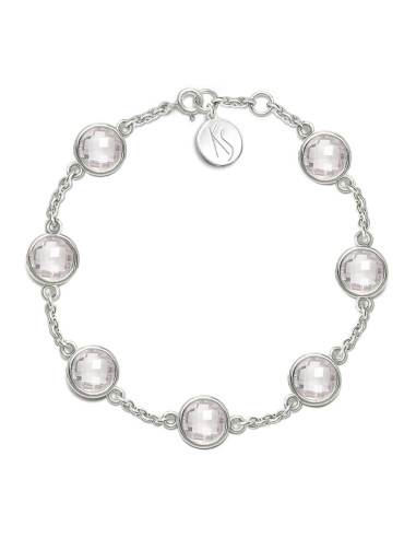 Aura - Bransoletka srebrna XL z różowym kwarcem