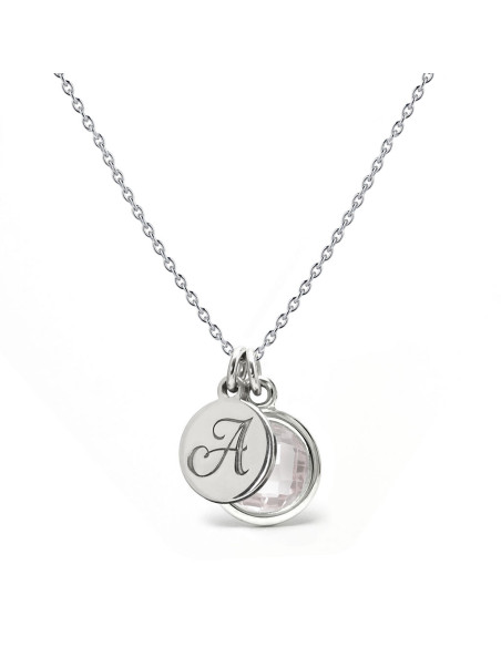 Aura - Srebrny naszyjnik personalizowany z różowym kwarcem