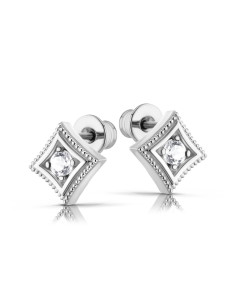 Modena - Srebrne kolczyki z białym topazem