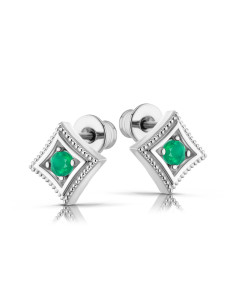 Modena - Srebrne kolczyki z zielonym onyksem