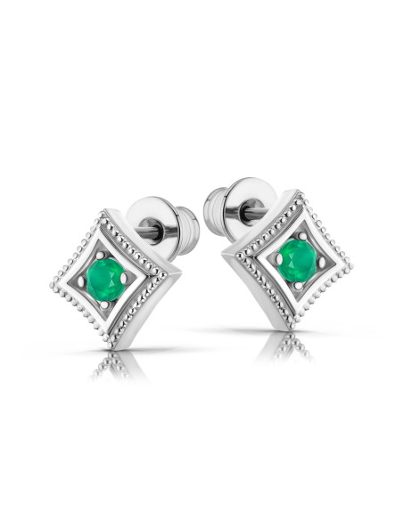 Modena - Srebrne kolczyki z zielonym onyksem