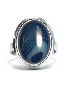 Stone - Srebrny pierścionek z niebieskim agatem