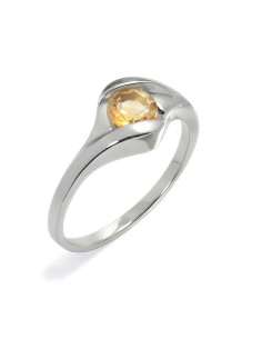 Fala - Srebrny pierścionek z cytrynem