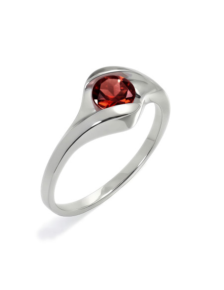 Fala - Srebrny pierścionek z granatem