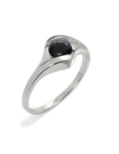 Fala - Srebrny pierścionek z czarnym onyksem