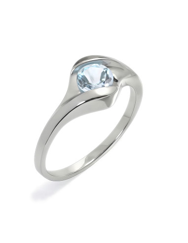 Fala - Srebrny pierścionek z niebieskim topazem