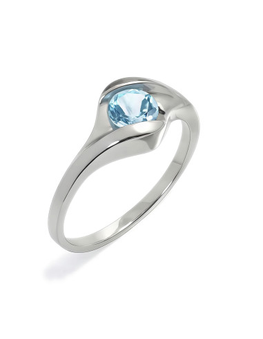 Fala - Srebrny pierścionek z niebieskim topazem