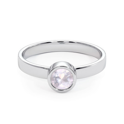 Stack me - Srebrny pierścionek z różowym kwarcem