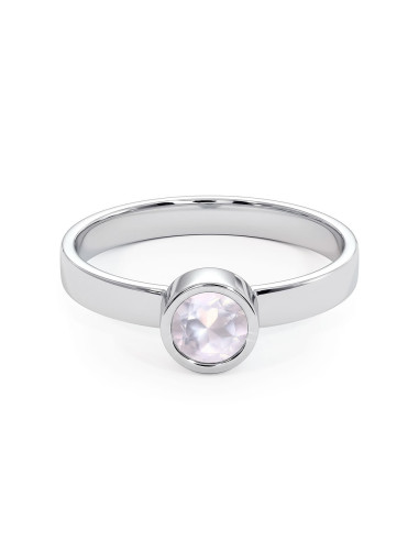 Stack me - Srebrny pierścionek z różowym kwarcem
