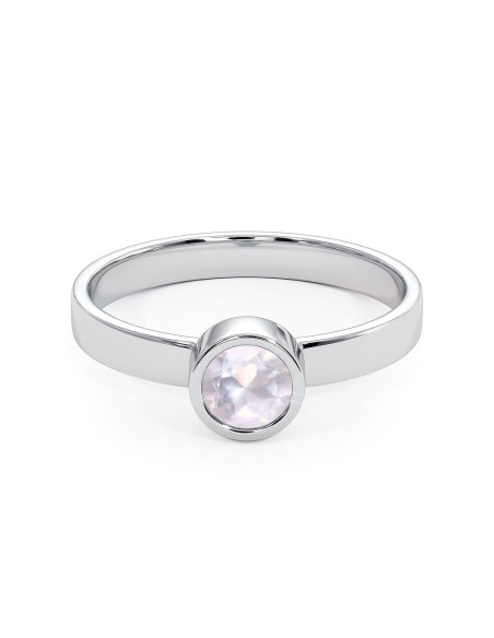 Stack me - Srebrny pierścionek z różowym kwarcem