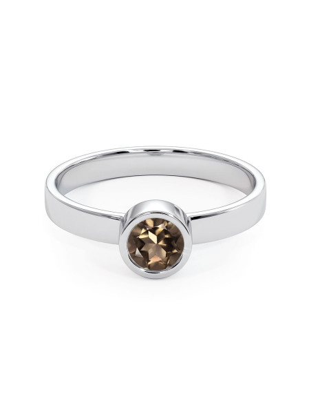 Stack me - Srebrny pierścionek z kwarcem dymnym