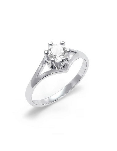 Royal - Srebrny pierścionek z kryształem górskim