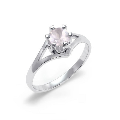 Royal - Srebrny pierścionek z różowym kwarcem