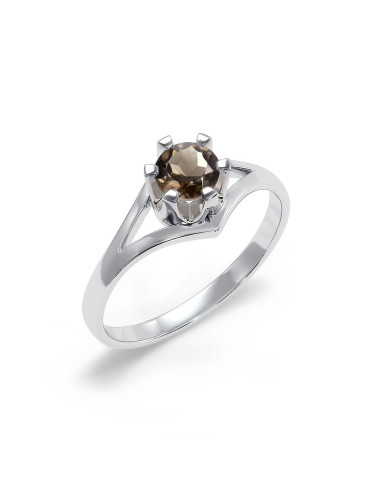 Royal - Srebrny pierścionek z kwarcem dymnym